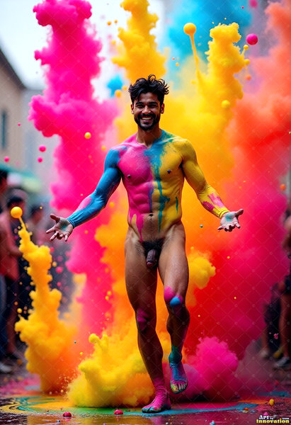 Body Paint Splat Fun Nude - AI Abstract Art