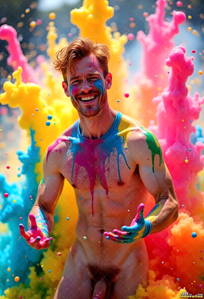 Body Paint Splat Fun Nude - AI Abstract Art