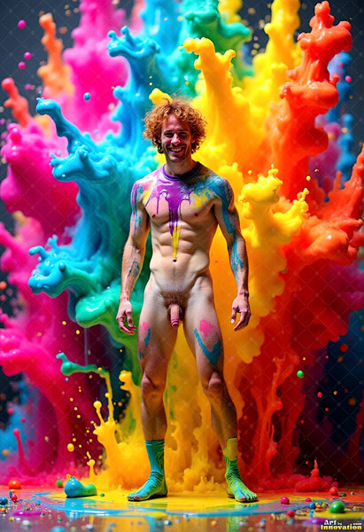 Body Paint Splat Fun Nude - AI Abstract Art