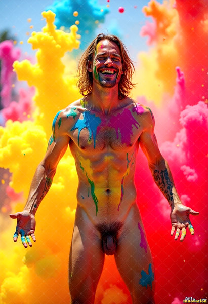 Body Paint Splat Fun Nude - AI Abstract Art
