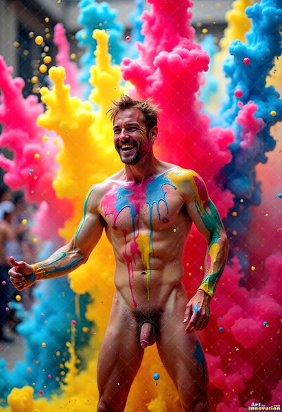 Body Paint Splat Fun Nude - AI Abstract Art