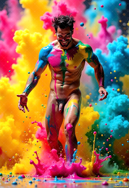 Body Paint Splat Fun Nude - AI Abstract Art
