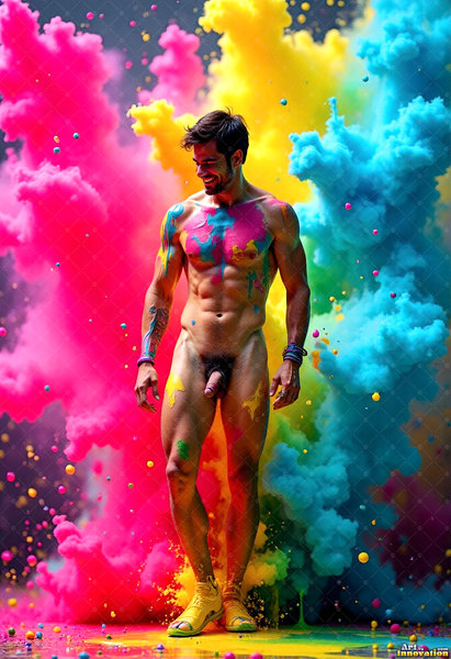 Body Paint Splat Fun Nude - AI Abstract Art
