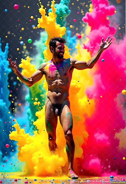 Body Paint Splat Fun Nude - AI Abstract Art