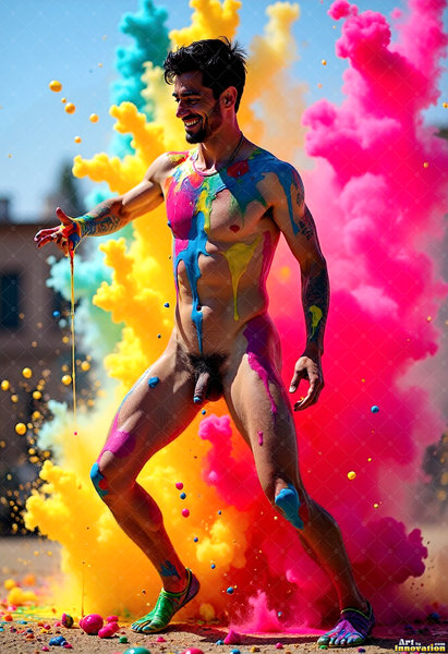 Body Paint Splat Fun Nude - AI Abstract Art