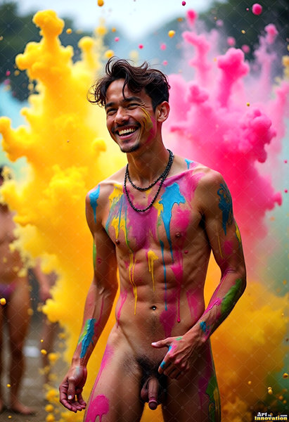 Body Paint Splat Fun Nude - AI Abstract Art