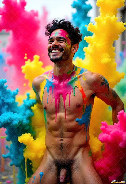 Body Paint Splat Fun Nude - AI Abstract Art