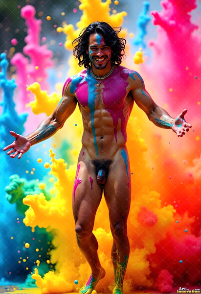 Body Paint Splat Fun Nude - AI Abstract Art