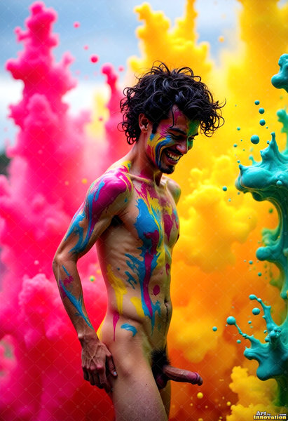 Body Paint Splat Fun Nude - AI Abstract Art