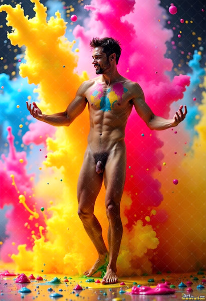 Body Paint Splat Fun Nude - AI Abstract Art