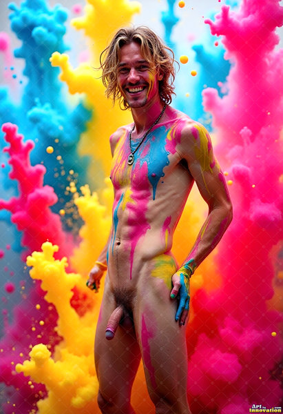 Body Paint Splat Fun Nude - AI Abstract Art
