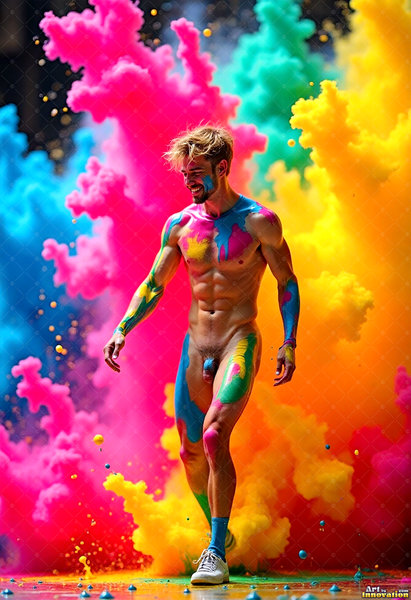 Body Paint Splat Fun Nude - AI Abstract Art