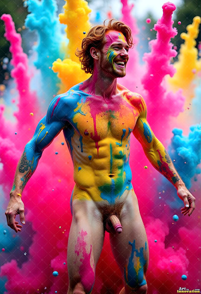 Body Paint Splat Fun Nude - AI Abstract Art