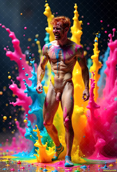 Body Paint Splat Fun Nude - AI Abstract Art