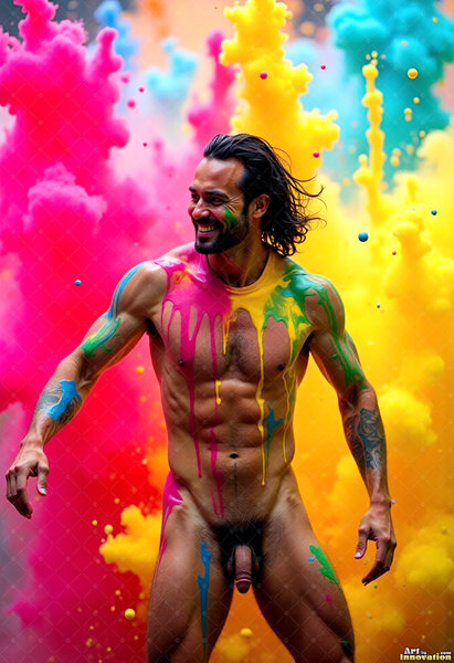 Body Paint Splat Fun Nude - AI Abstract Art