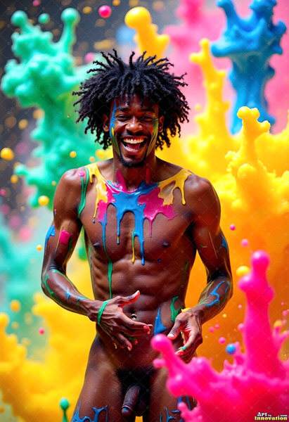 Body Paint Splat Fun Nude - AI Abstract Art