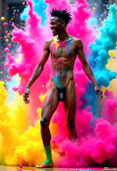 Body Paint Splat Fun Nude - AI Abstract Art