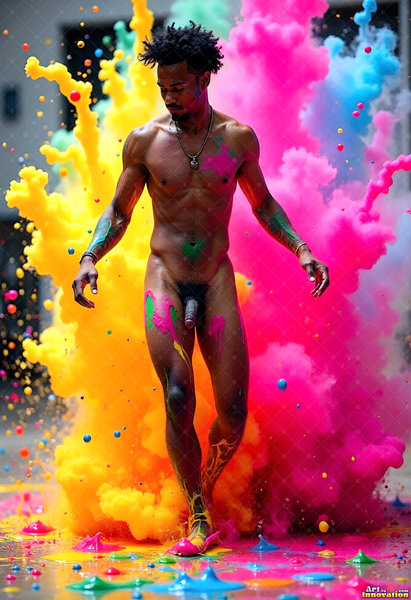 Body Paint Splat Fun Nude - AI Abstract Art