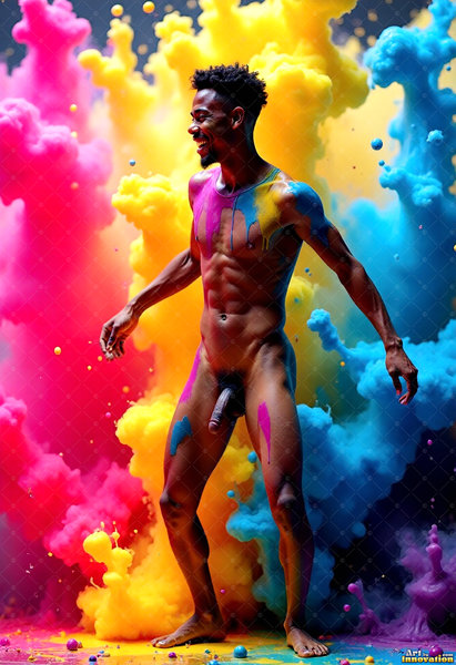 Body Paint Splat Fun Nude - AI Abstract Art