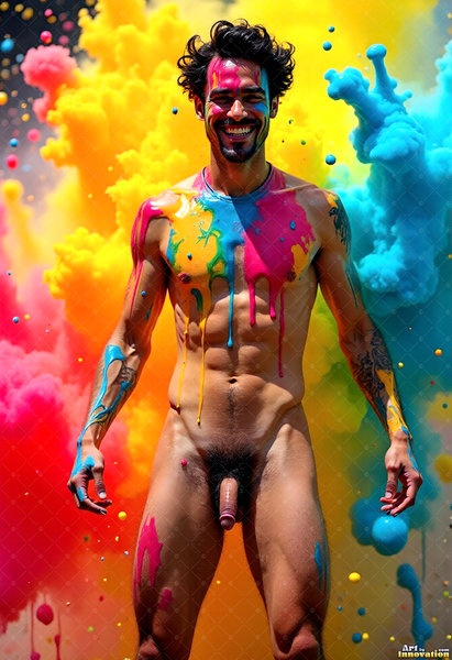 Body Paint Splat Fun Nude - AI Abstract Art