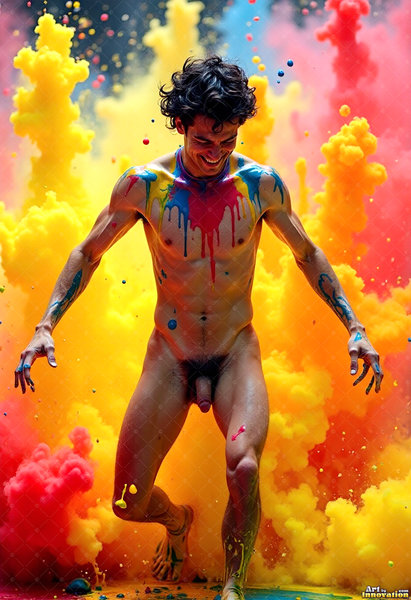Body Paint Splat Fun Nude - AI Abstract Art
