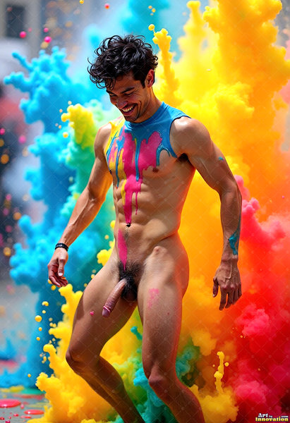 Body Paint Splat Fun Nude - AI Abstract Art
