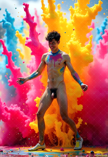Body Paint Splat Fun Nude - AI Abstract Art