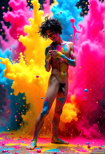 Body Paint Splat Fun Nude - AI Abstract Art
