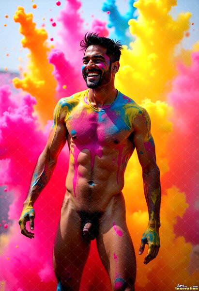 Body Paint Splat Fun Nude - AI Abstract Art