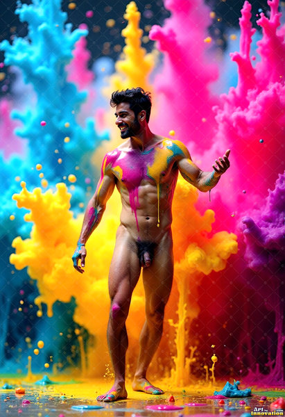 Body Paint Splat Fun Nude - AI Abstract Art