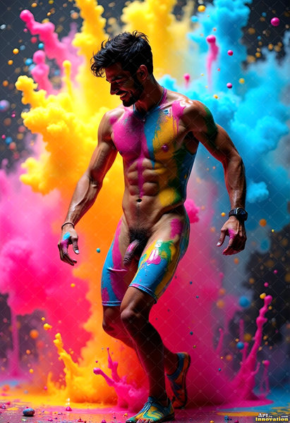 Body Paint Splat Fun Nude - AI Abstract Art