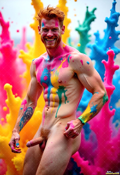 Body Paint Splat Fun Nude - AI Abstract Art