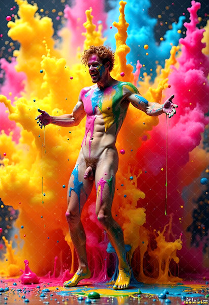 Body Paint Splat Fun Nude - AI Abstract Art
