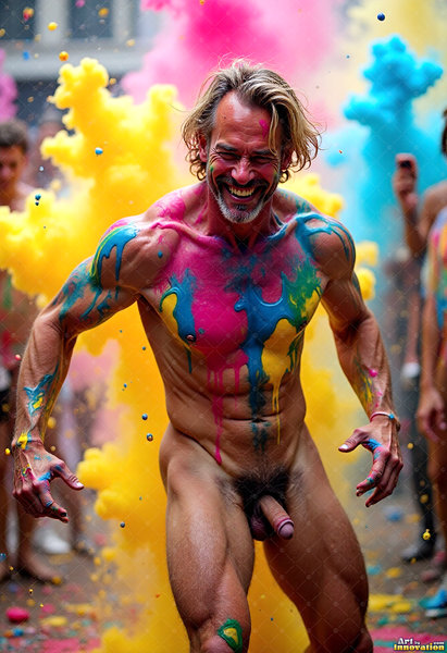 Body Paint Splat Fun Nude - AI Abstract Art