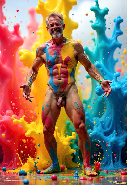 Body Paint Splat Fun Nude - AI Abstract Art