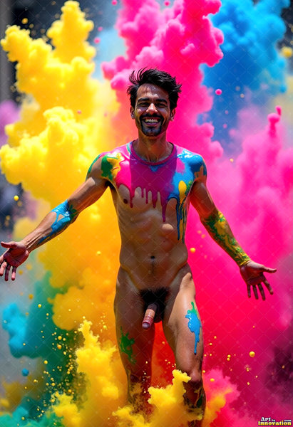 Body Paint Splat Fun Nude - AI Abstract Art