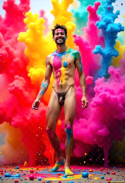 Body Paint Splat Fun Nude - AI Abstract Art