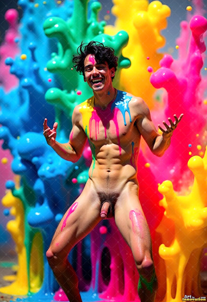 Body Paint Splat Fun Nude - AI Abstract Art