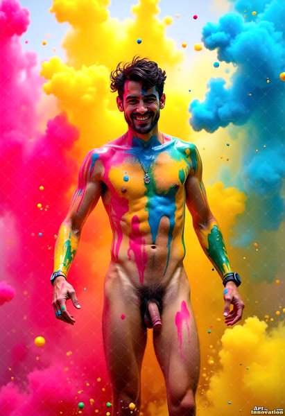 Body Paint Splat Fun Nude - AI Abstract Art