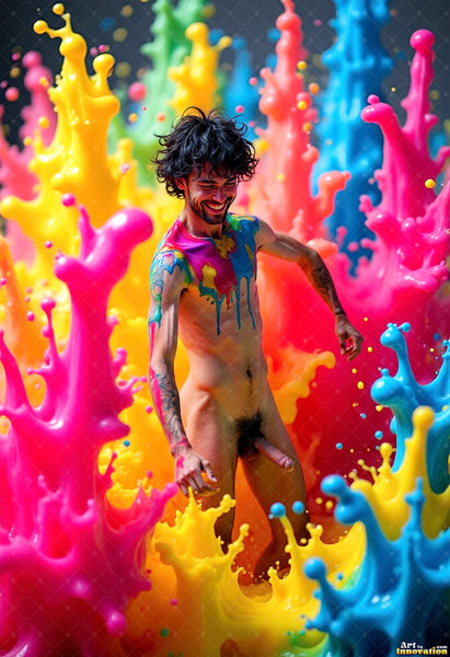 Body Paint Splat Fun Nude - AI Abstract Art