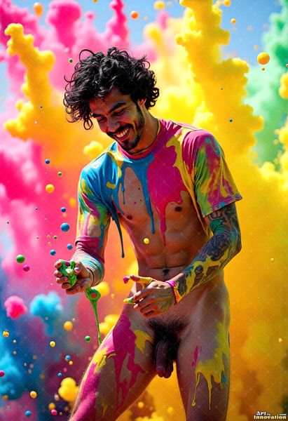 Body Paint Splat Fun Nude - AI Abstract Art