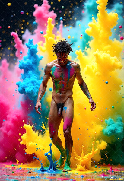 Body Paint Splat Fun Nude - AI Abstract Art