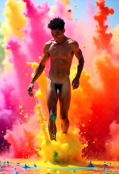 Body Paint Splat Fun Nude - AI Abstract Art