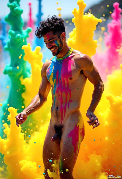 Body Paint Splat Fun Nude - AI Abstract Art