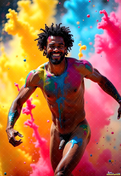 Body Paint Splat Fun Nude - AI Abstract Art