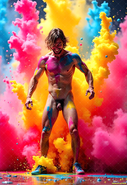 Body Paint Splat Fun Nude - AI Abstract Art