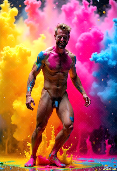 Body Paint Splat Fun Nude - AI Abstract Art