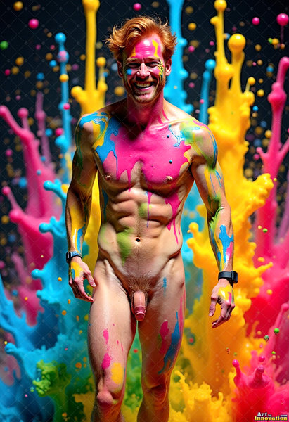Body Paint Splat Fun Nude - AI Abstract Art