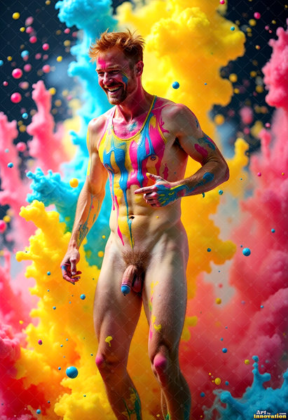 Body Paint Splat Fun Nude - AI Abstract Art