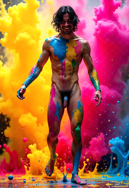 Body Paint Splat Fun Nude - AI Abstract Art